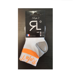 Soquettes Cyclisme RAFA'L MINI CELESTE 2 BLANC/ ORANGE