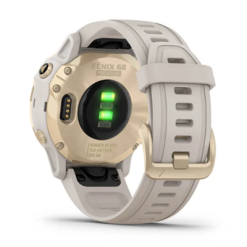 Montre Connectée GPS Garmin FENIX 6S PRO SOLAR Light Gold Bracelet Beige -BMX Soldes 6sprolightgold3 z