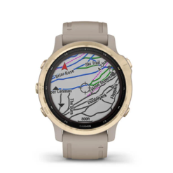 Montre Connectée GPS Garmin FENIX 6S PRO SOLAR Light Gold Bracelet Beige -BMX Soldes 6sprolightgold4 z