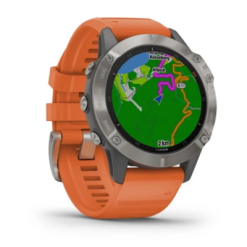 Montre Sport Garmin Fenix 6 Sapphire Titane Silver Bracelet Orange -BMX Soldes fenix6sapphire04 z